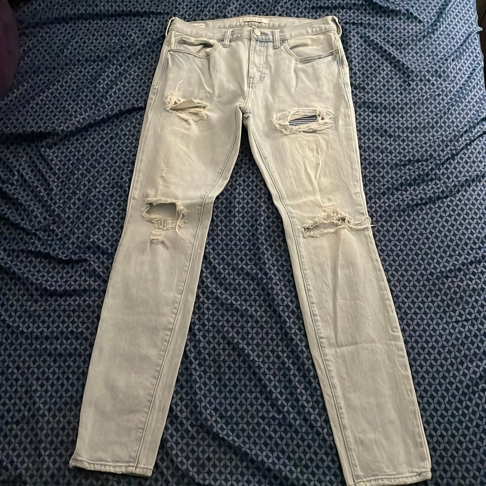 Pacsun Mens (30x32) Distressed Light-wash Stacked Skinny Jeans
